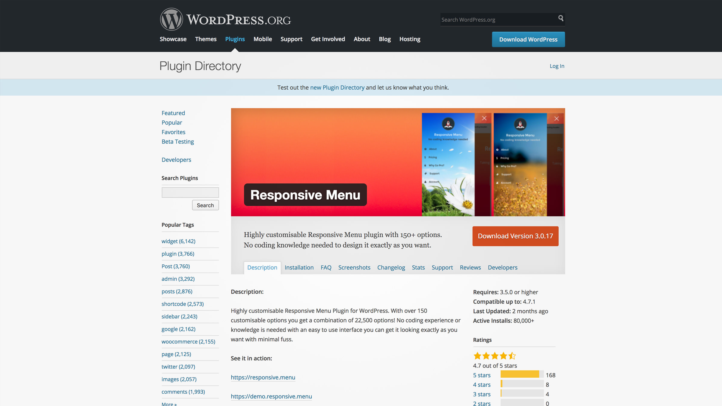 The Responsive Menu plugin.