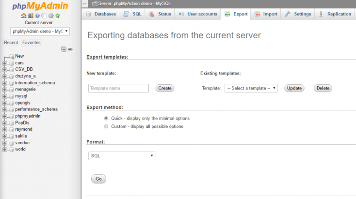 Exporting your database.