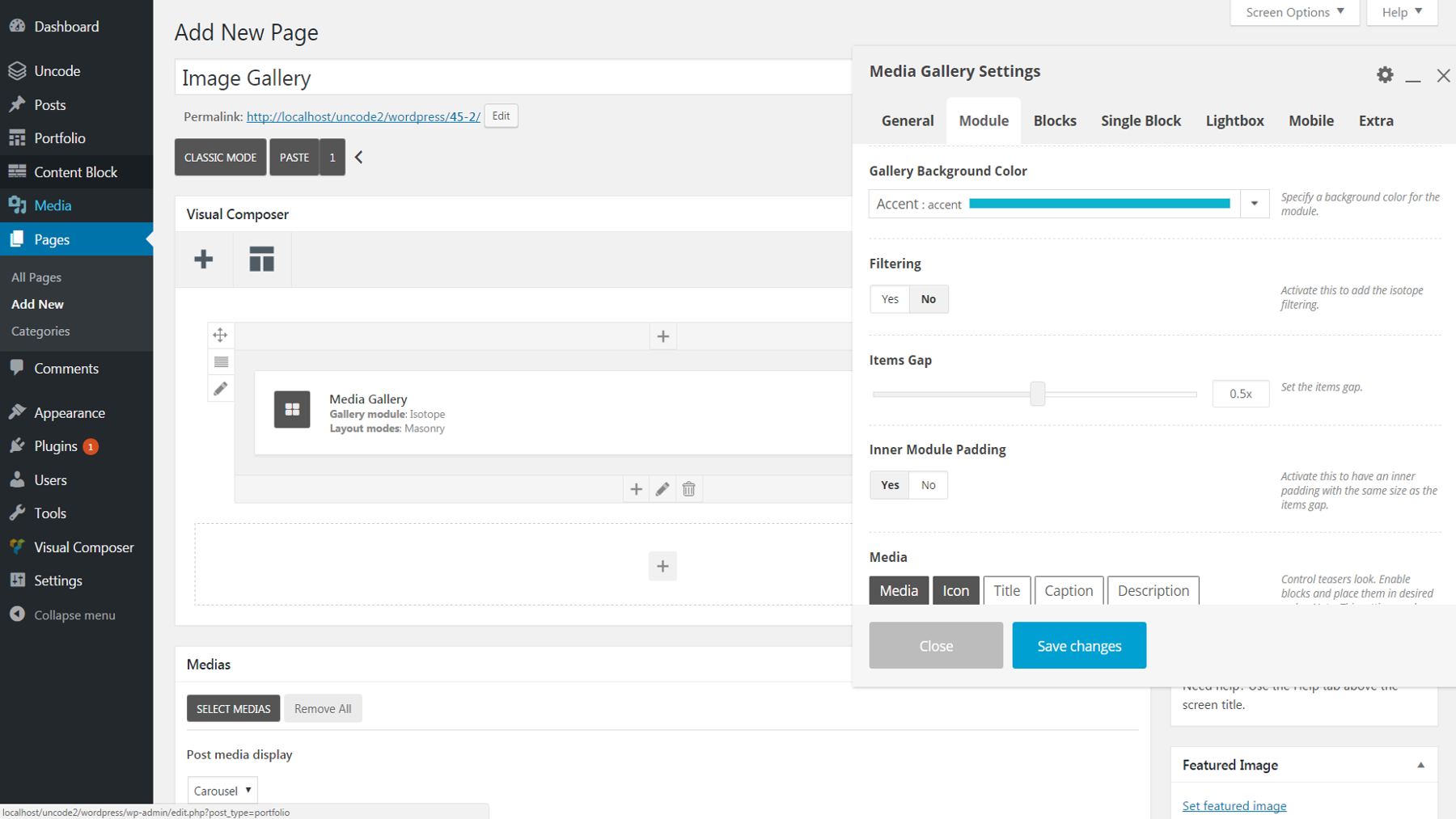 Changing background settings in the WordPress dashboard.