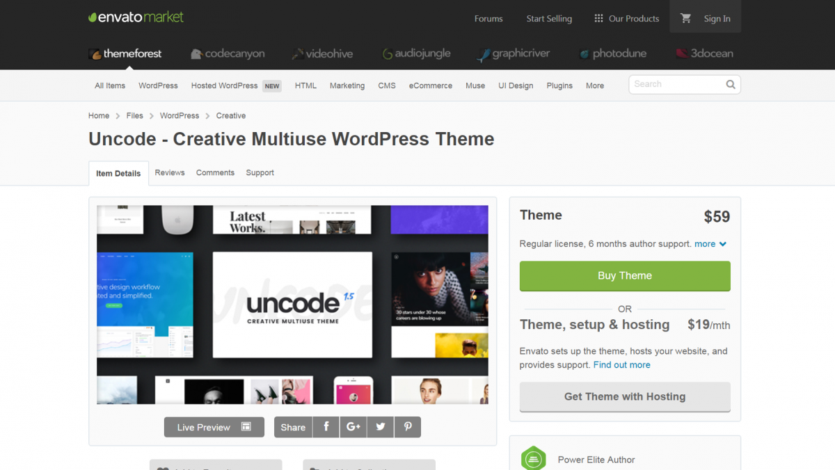 The Uncode theme on Themeforest.
