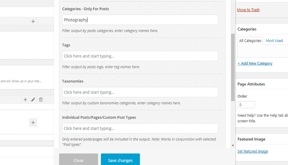 Choosing specific categories and tags for your carousel.