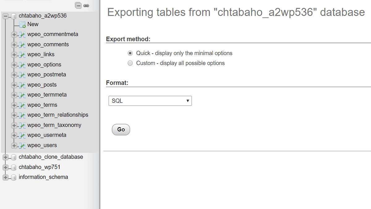 Exporting your database.