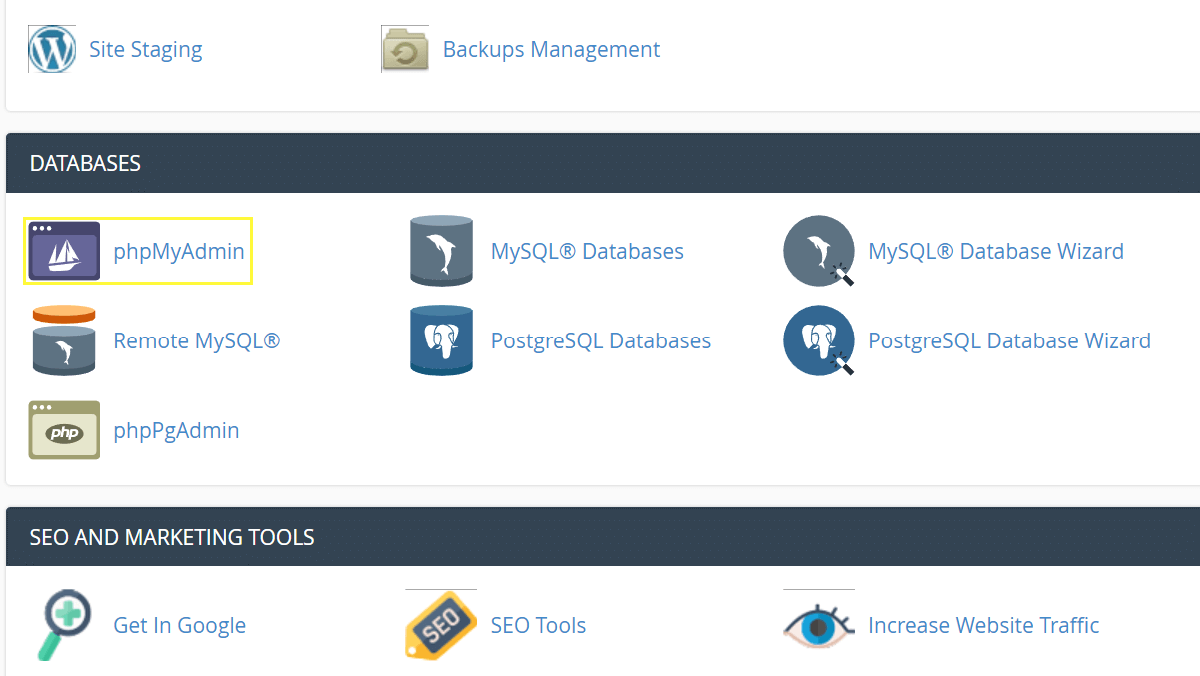 The PhpMyAdmin tool.