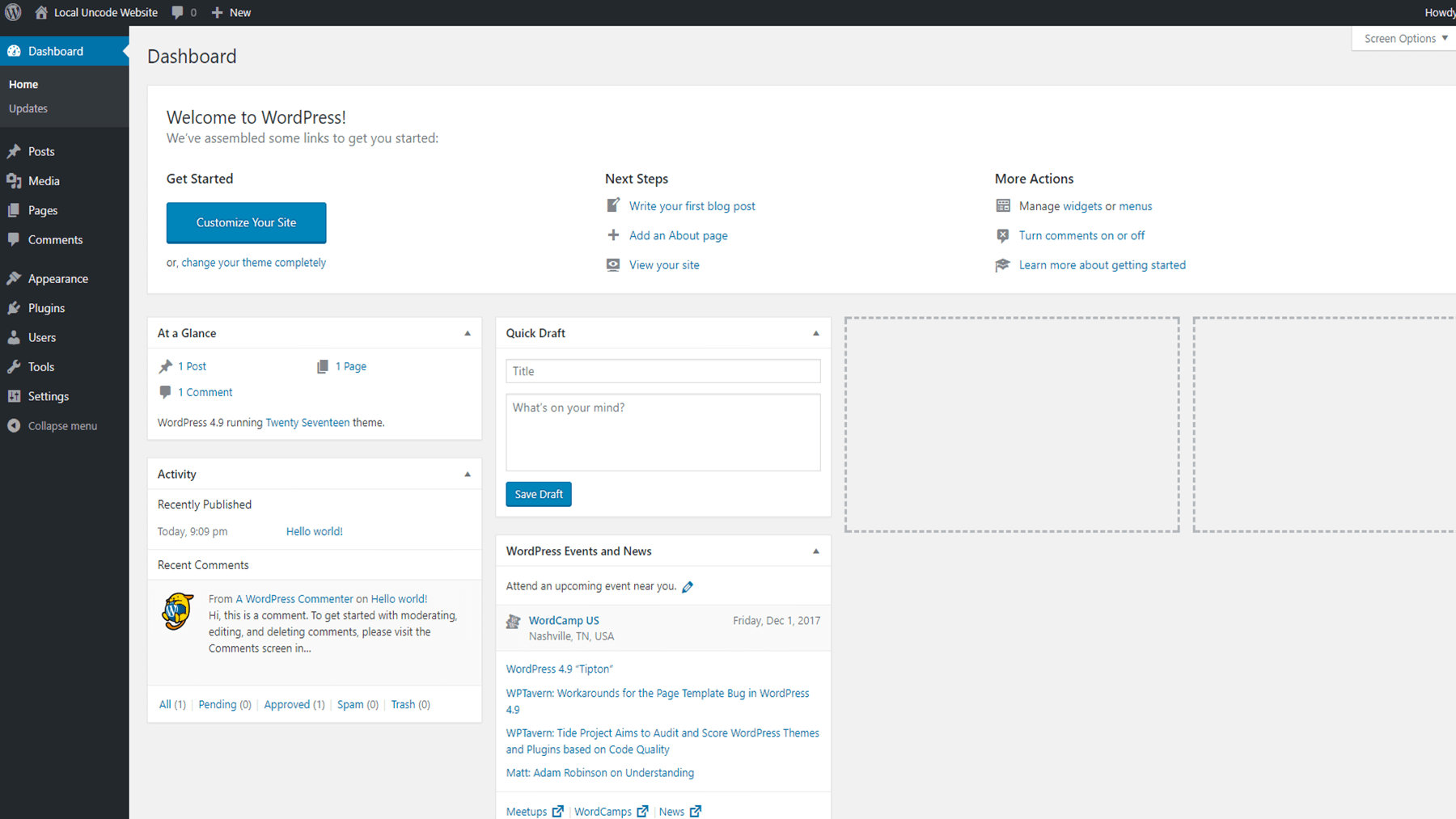 The WordPress dashboard.