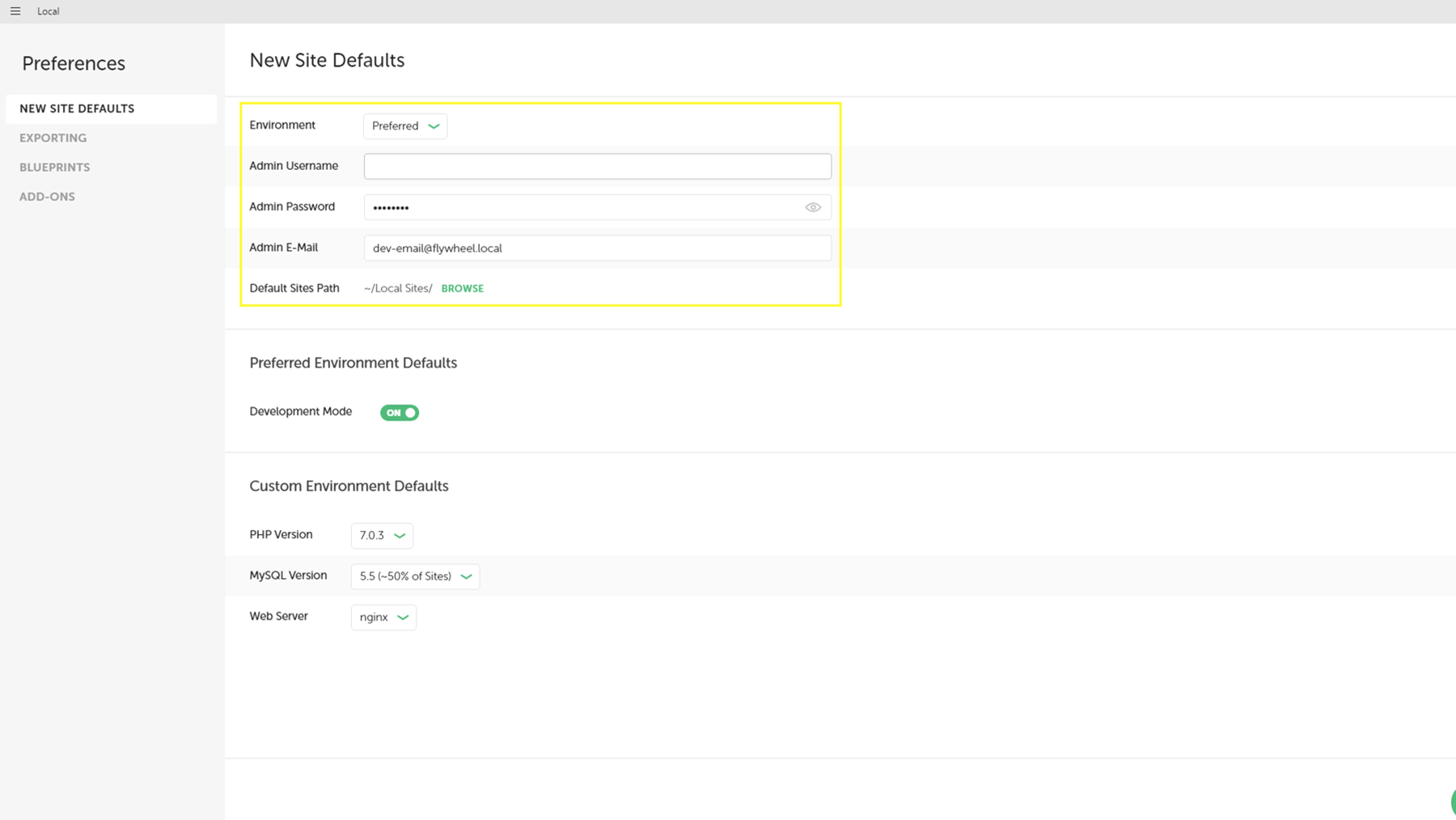 Setting your default username, password, and email.