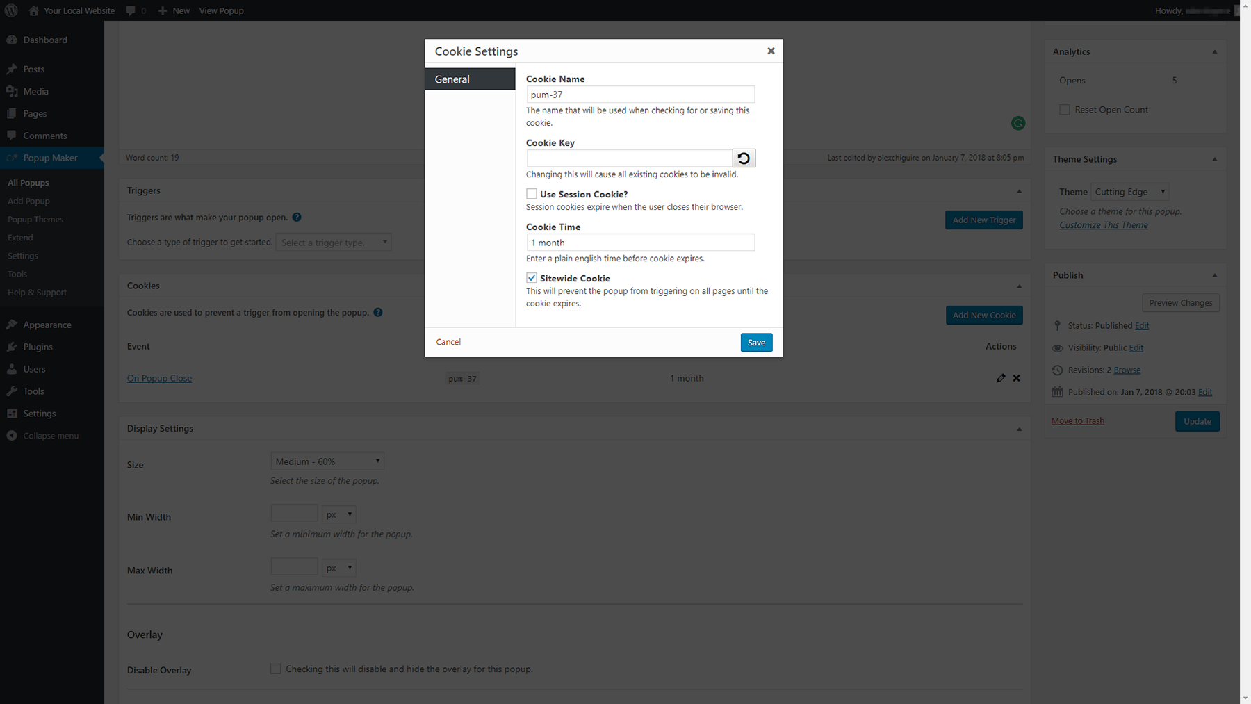 Changing your cookie settings.