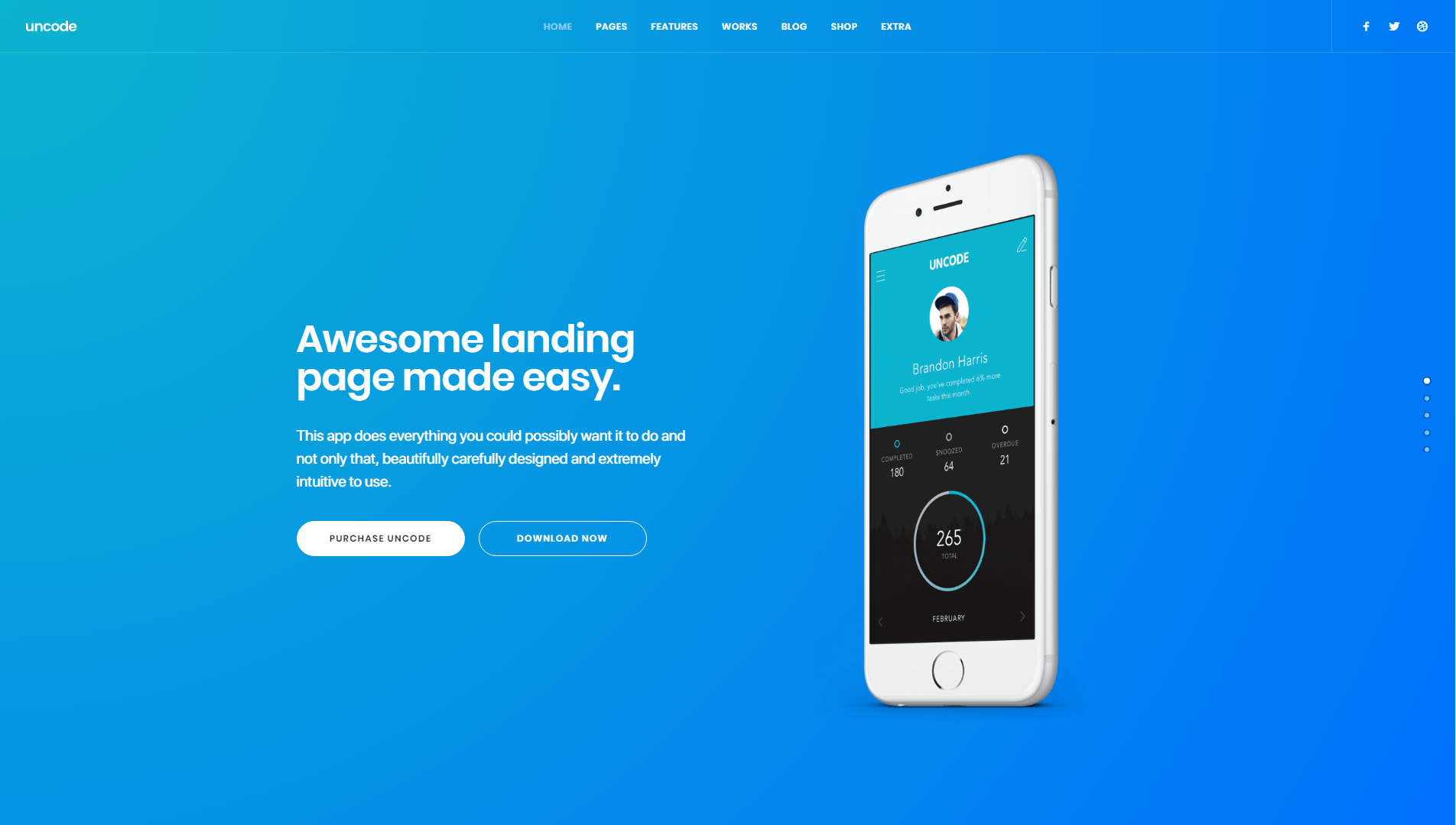 An example of an Uncode landing page.