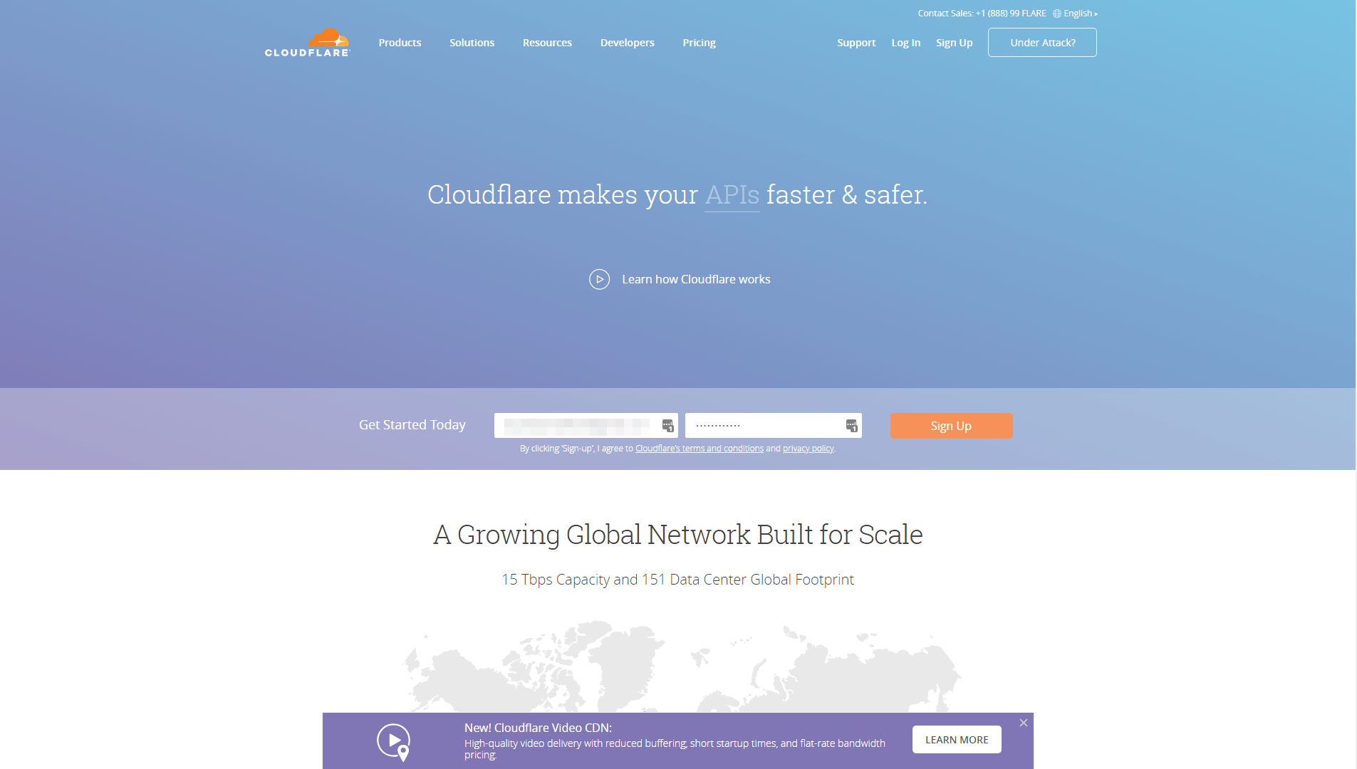 The Cloudflare homepage.