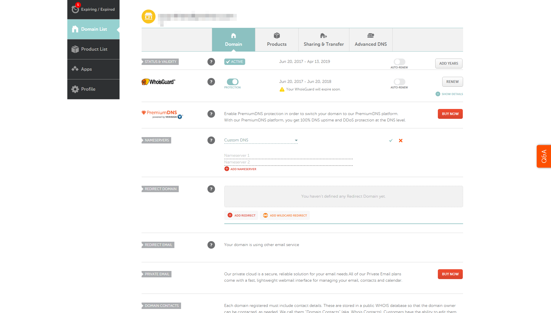 Changing your domain's nameservers.