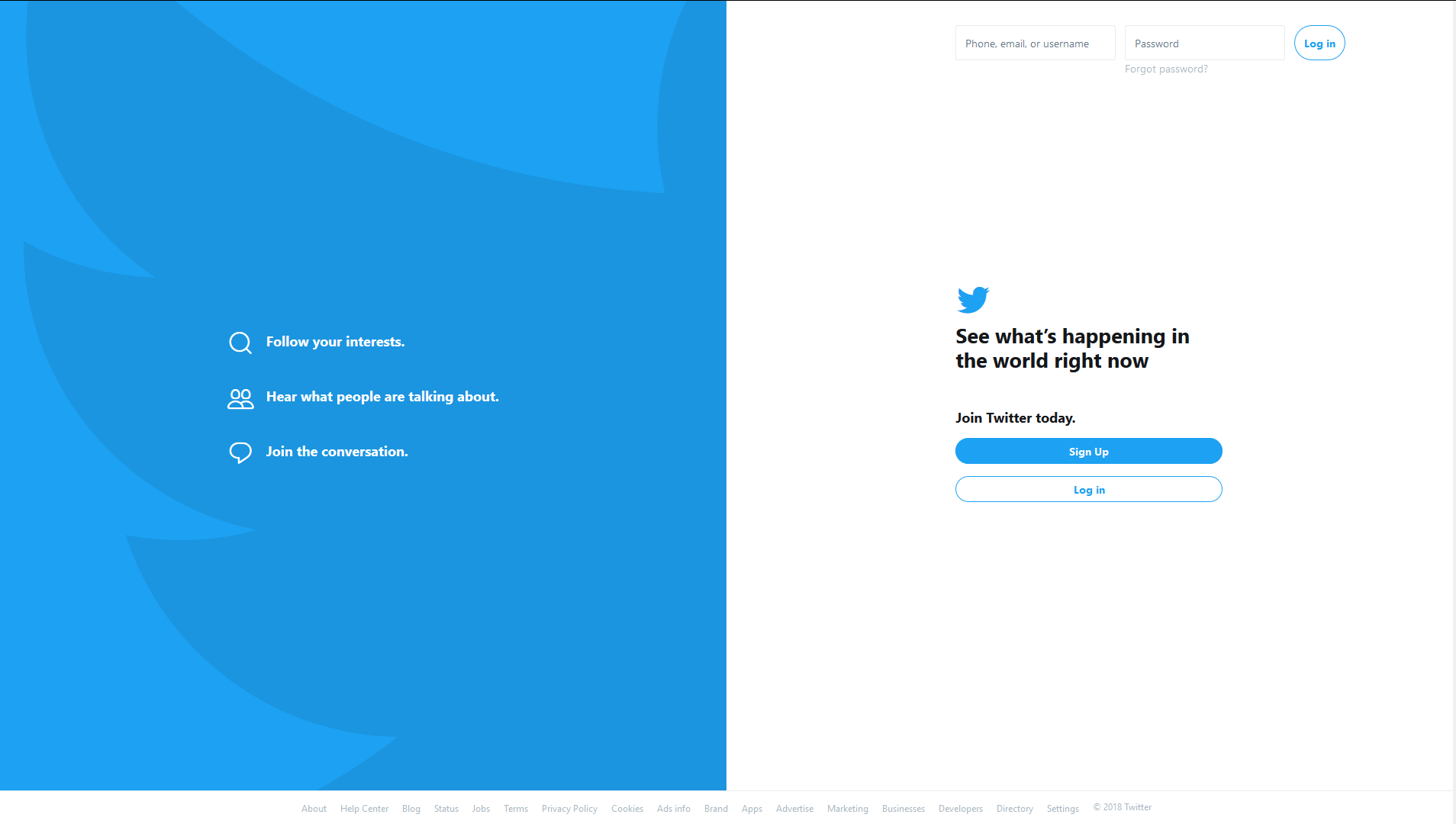 The Twitter homepage.