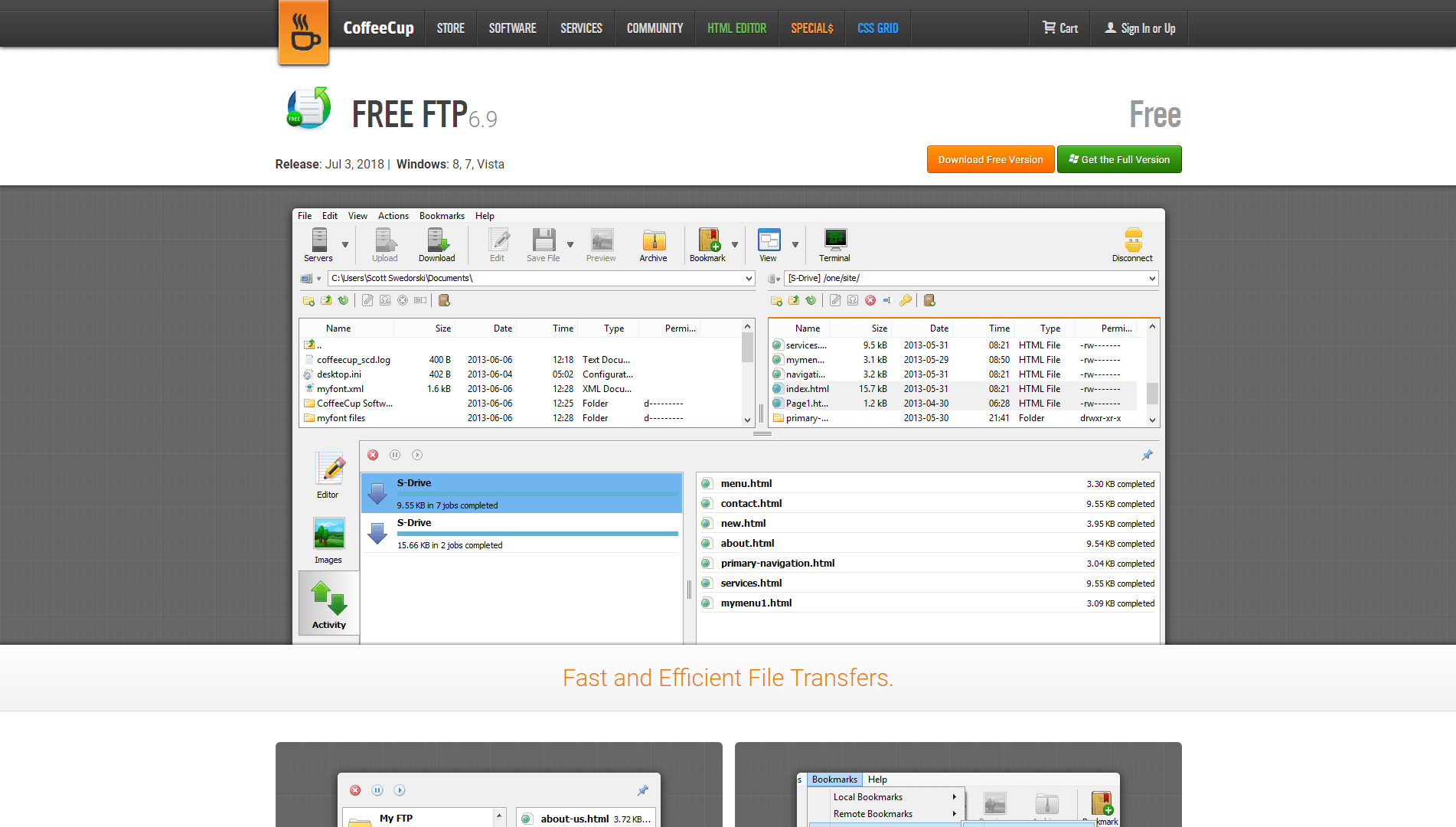The FreeFTP homepage.