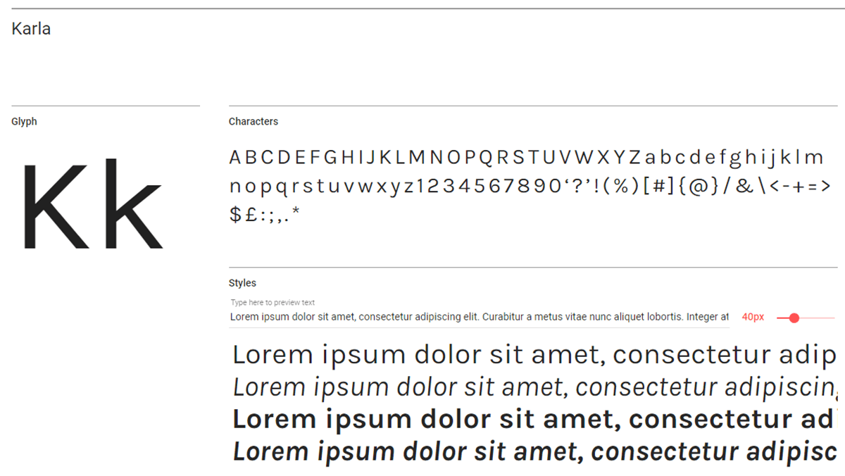 The Karla font in action.