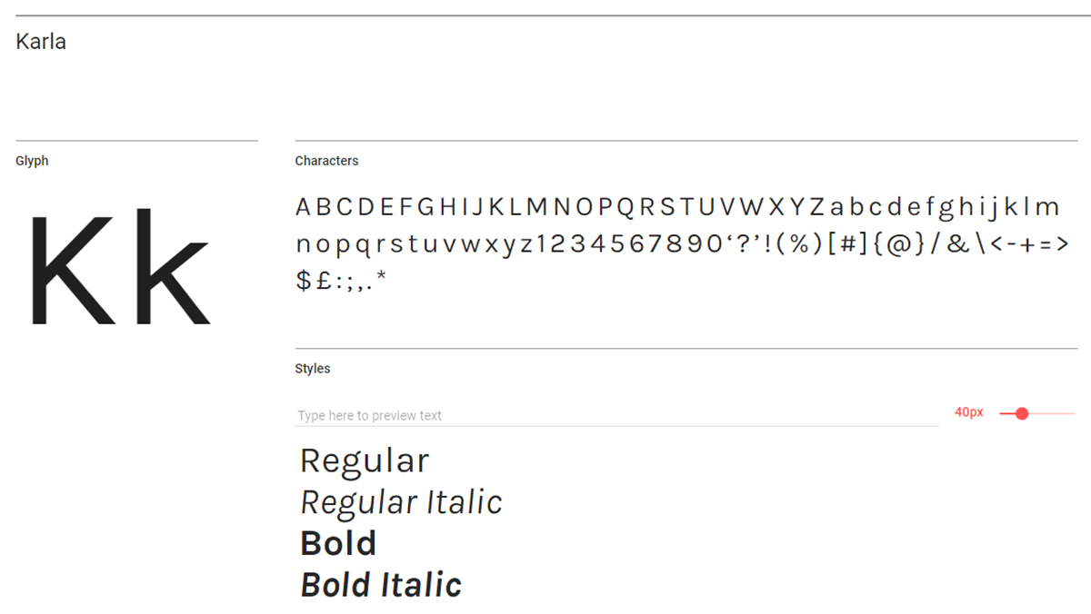 The Karla font.