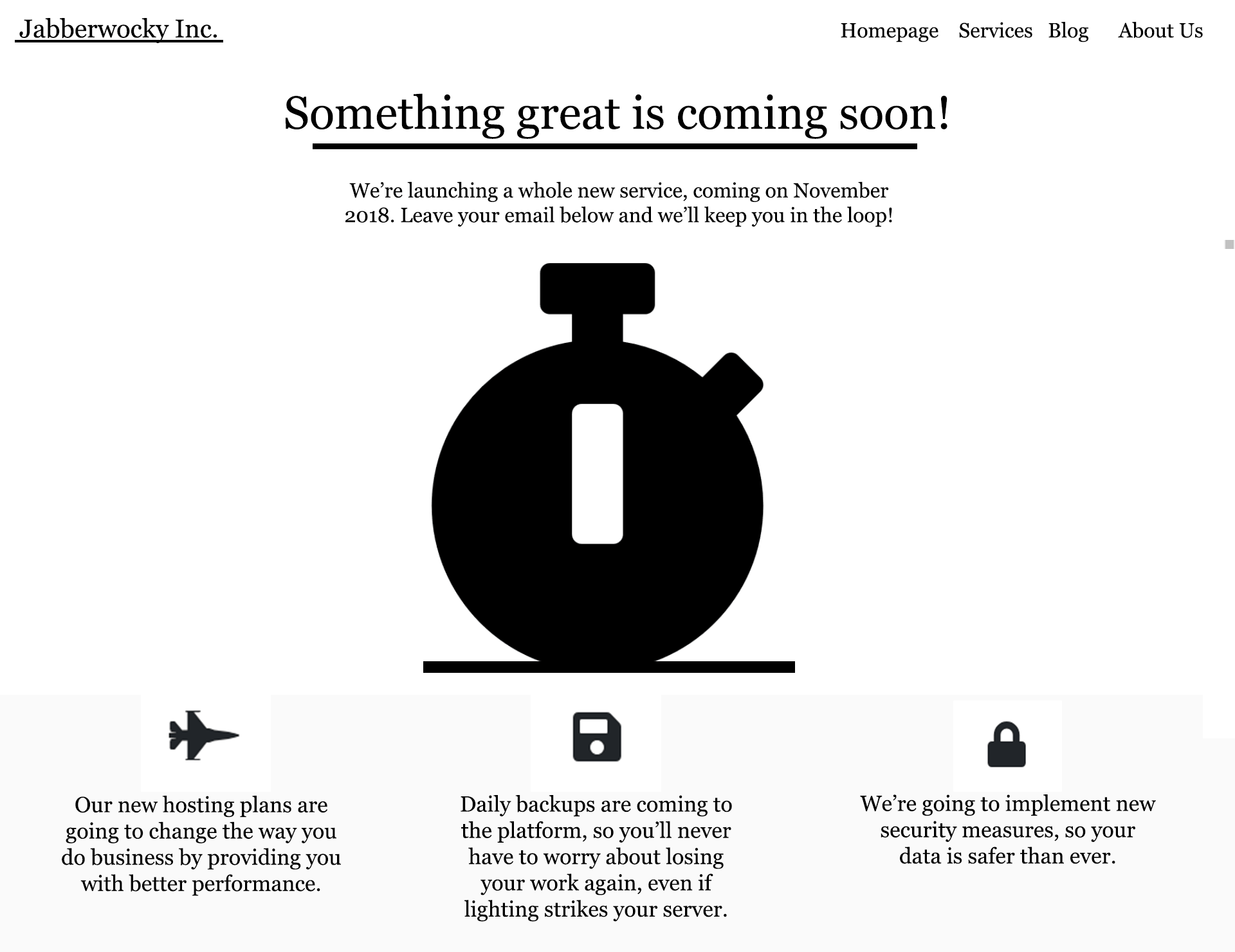 Our basic coming soon page so far.