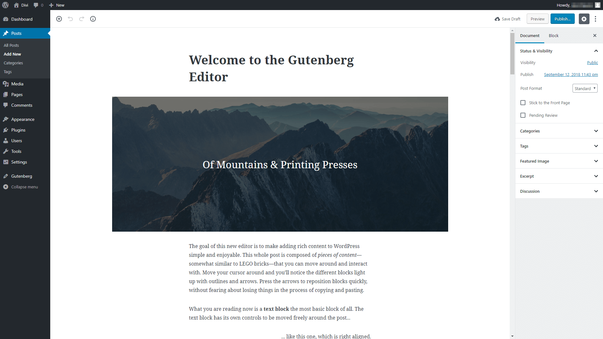 The Gutenberg Editor.