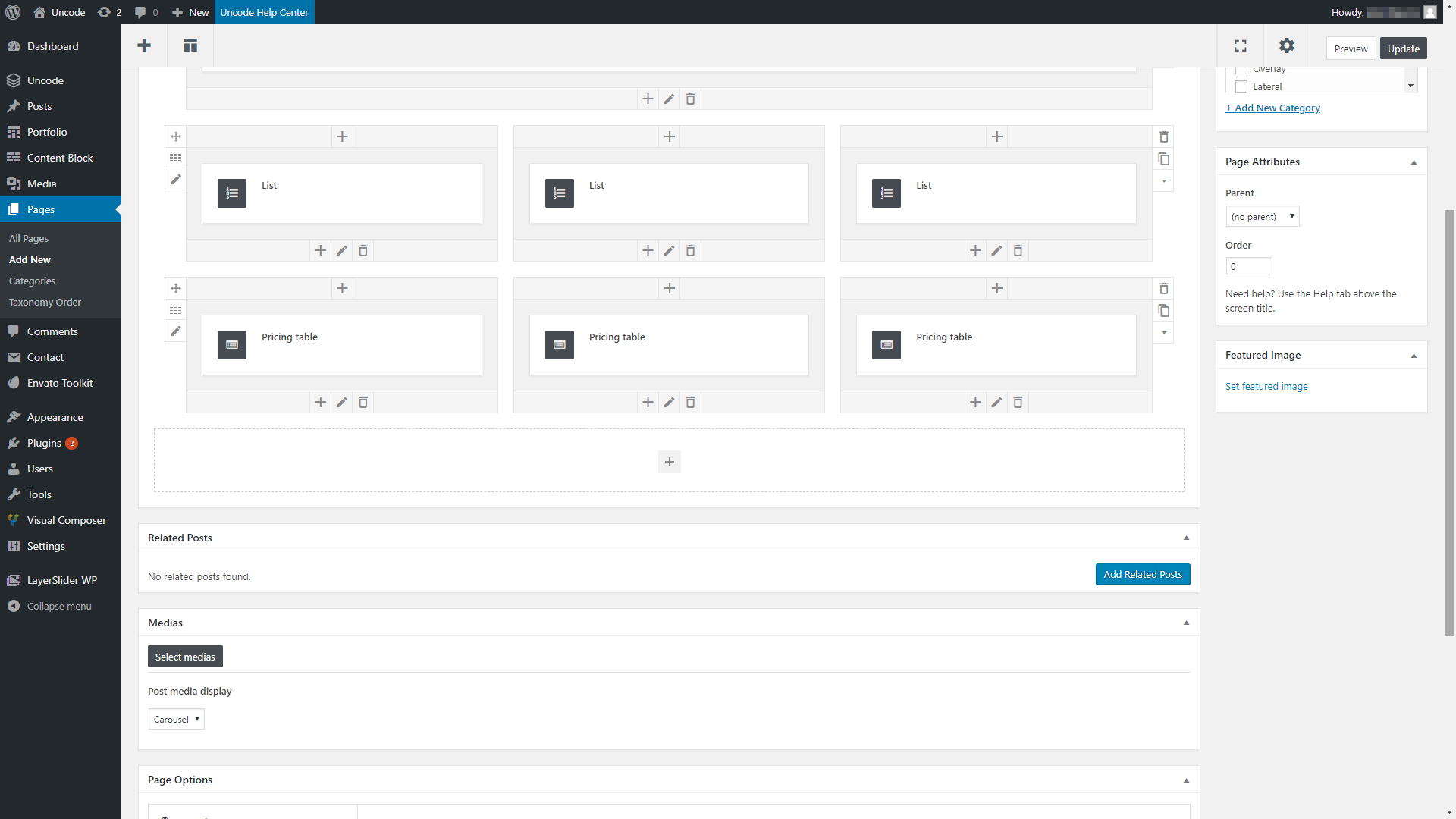 Adding three pricing table elements.