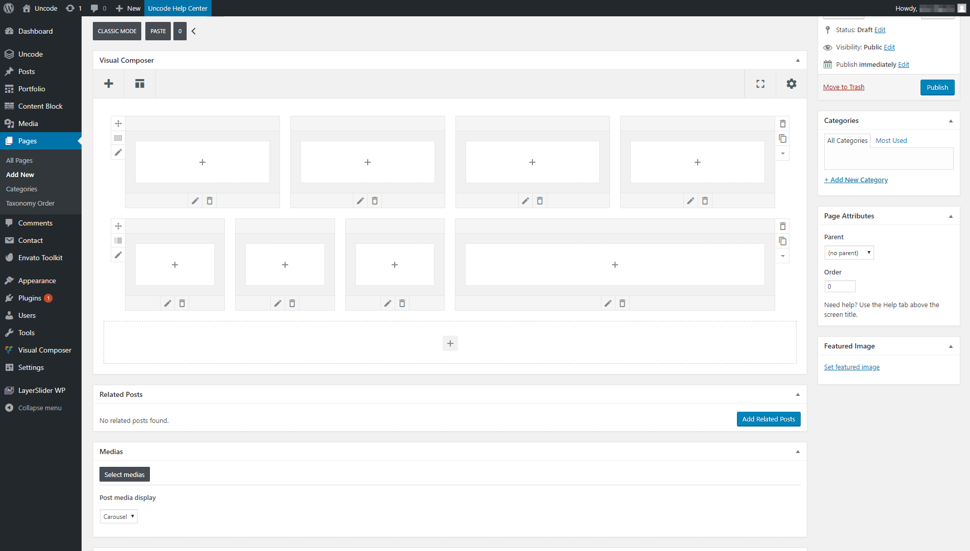 A quick look at an Uncode layout.