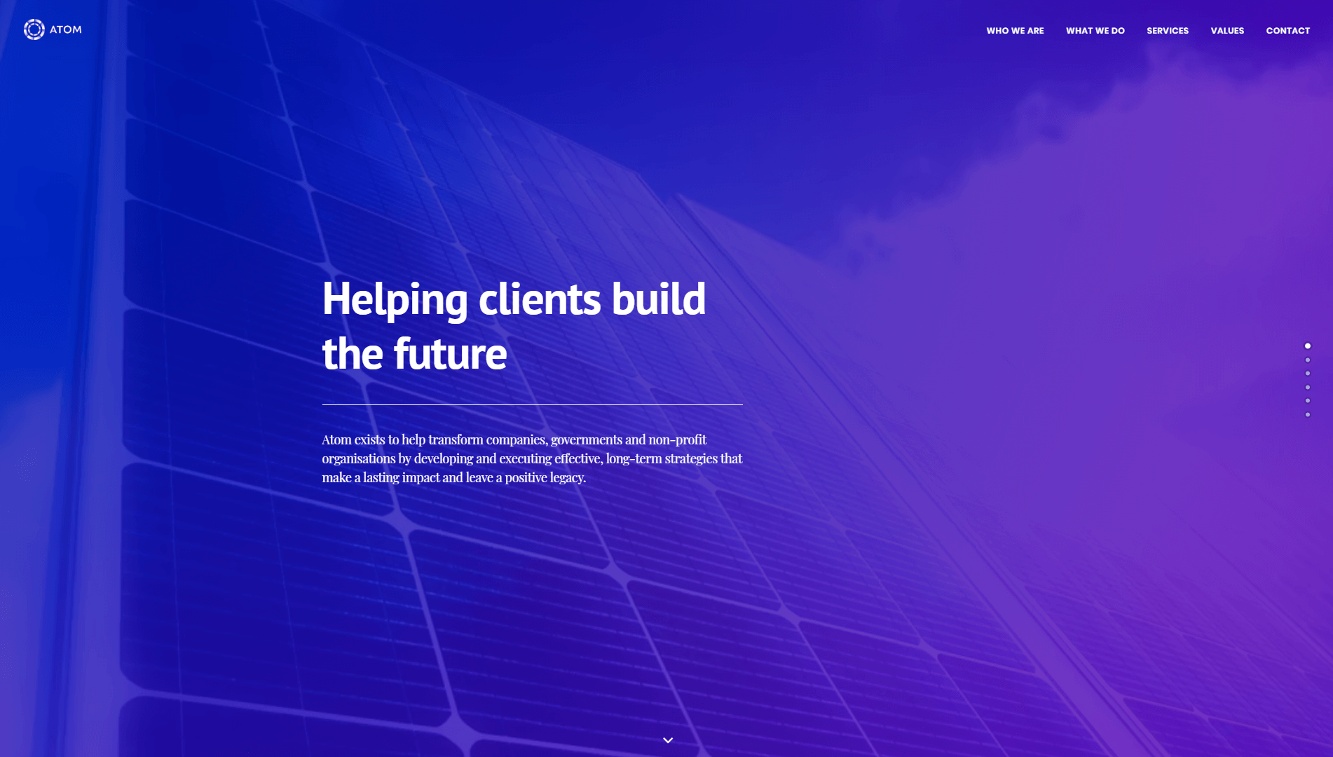 The Atom Consulting homepage.