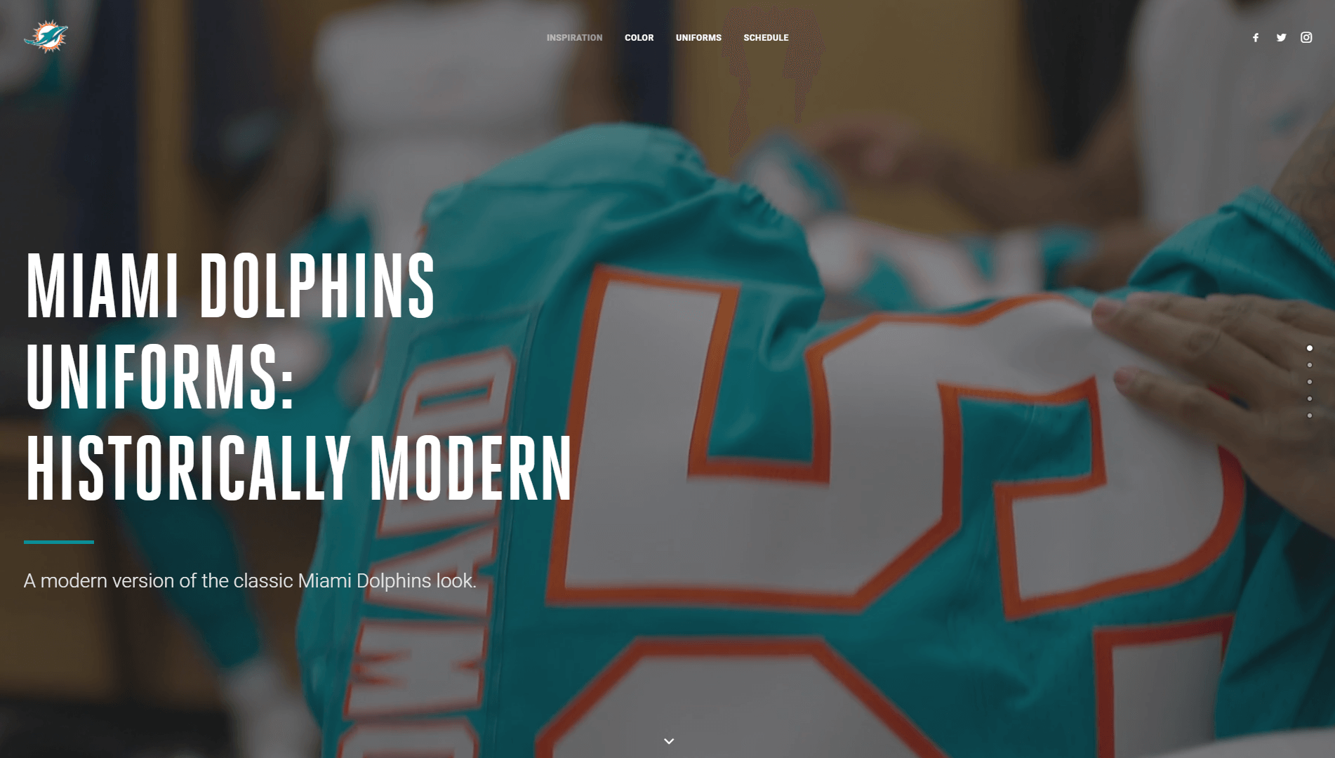 The Miami Dolphins Uniforms page.