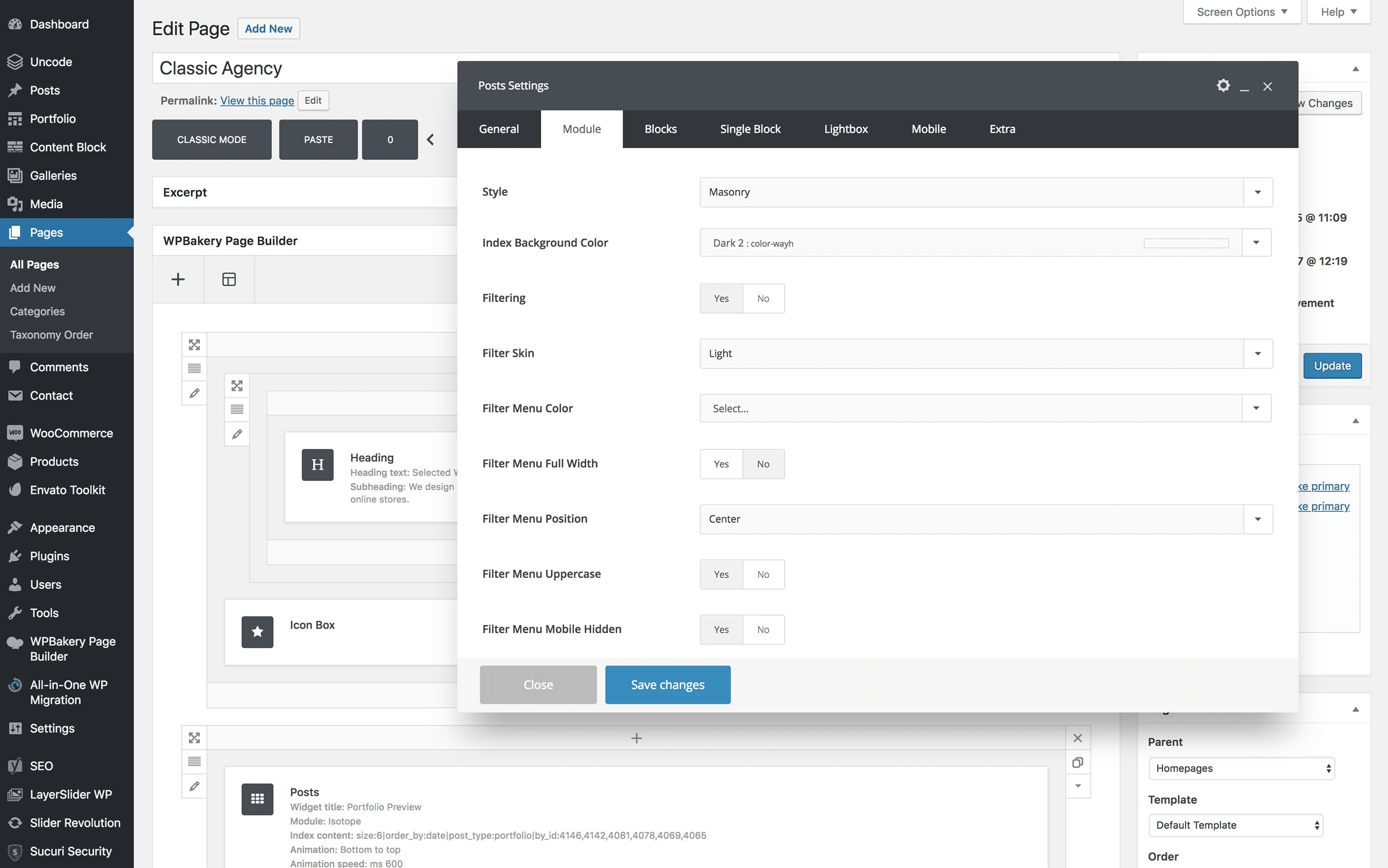 Customizing the posts module.