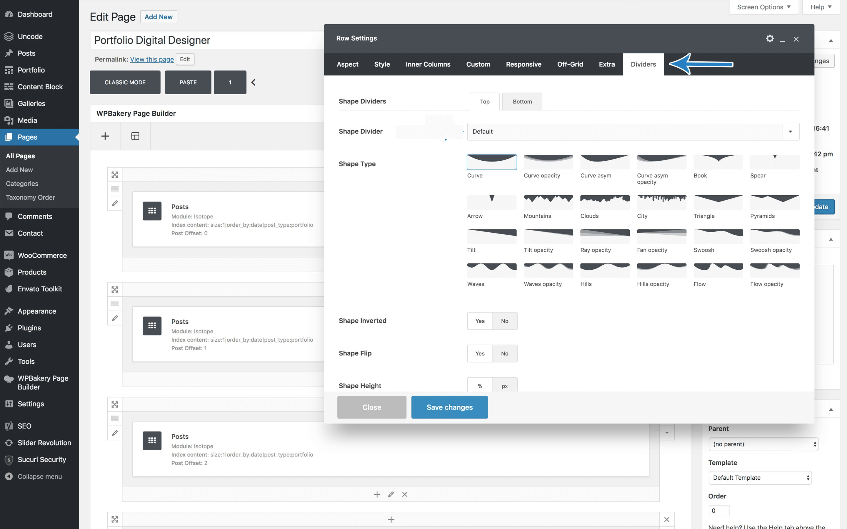 Configuring your row settings.