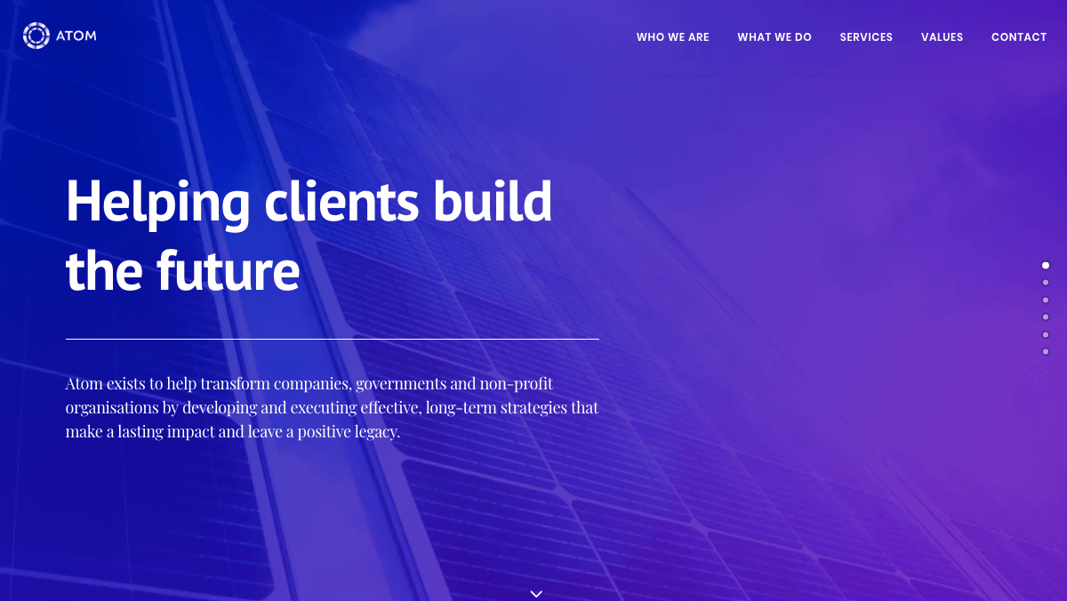 Atom's marketing site Home page.